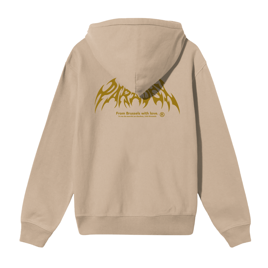 sand beige hoodie ; beige hoodie ; cotton hoodie ; embroidered hoodie ; men hoodie ; women hoodie