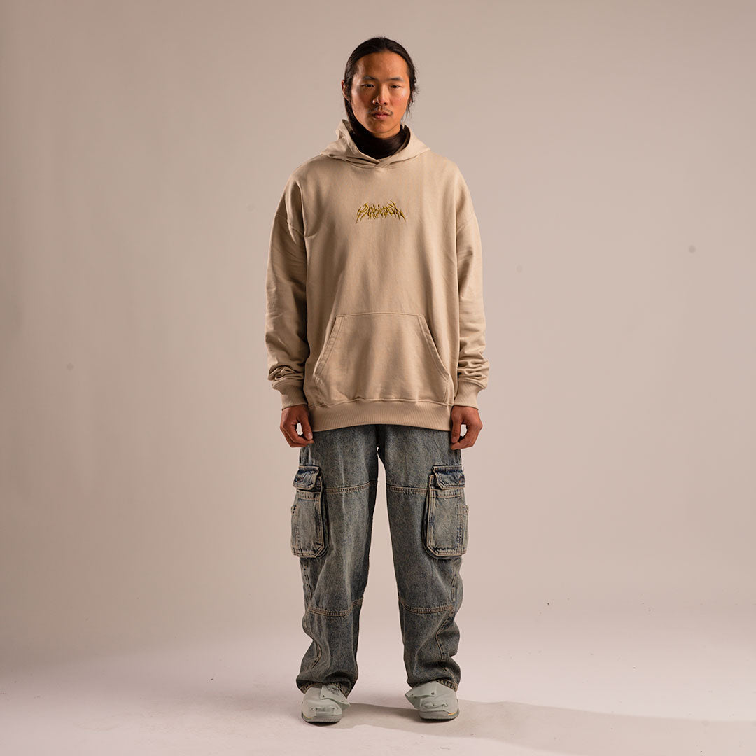 sand beige hoodie ; beige hoodie ; cotton hoodie ; embroidered hoodie ; men hoodie ; women hoodie