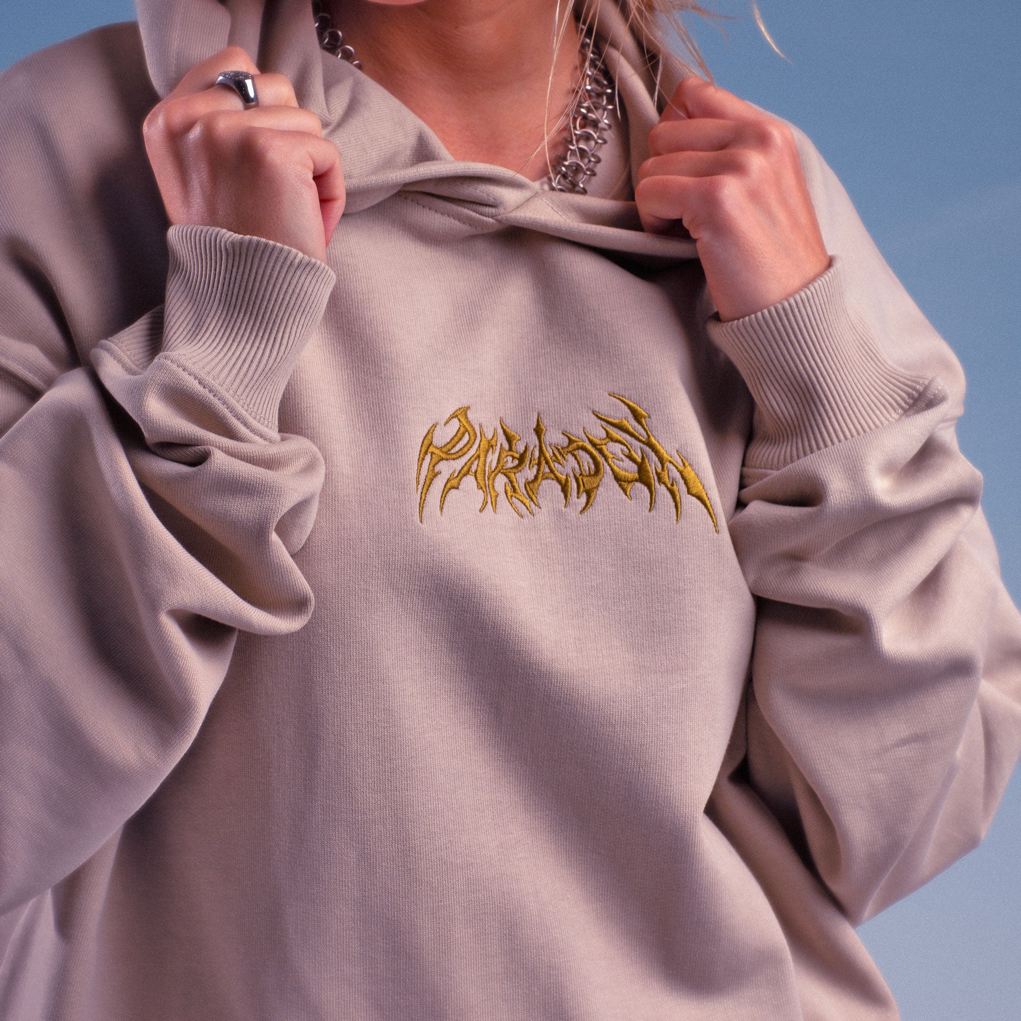 sand beige hoodie ; beige hoodie ; cotton hoodie ; embroidered hoodie ; men hoodie ; women hoodie
