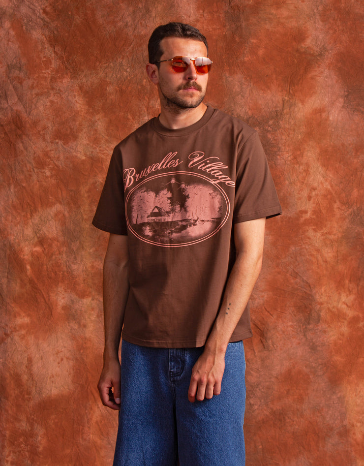 Brown Tee-shirt men ; Brown Tee-shirt woman ; Screen print Tee-Shirt ; Print Tee-shirt ; Bruxelles Tee-shirt ; Vintage Tee-Shirt