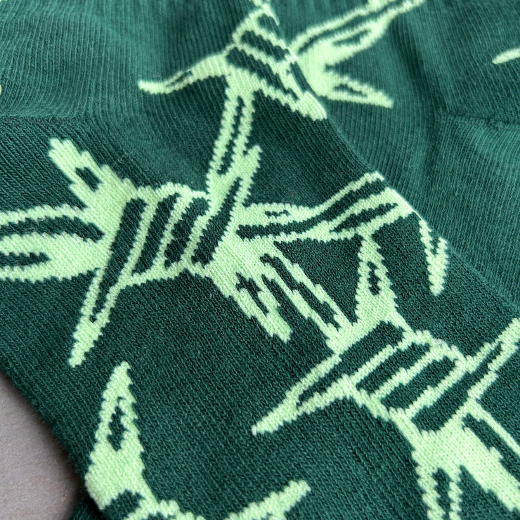 green socks ; cotton socks ; printed socks