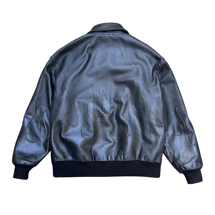 leather jacket ; designer leather jacket ; embossed leather jacket ; flame leather jacket ; men’s leather jacket ; women’s leather jacket ; unisex leather jacket