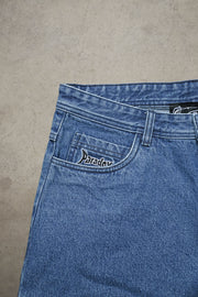 denim short men ; blue denim short ; embroidery pocket jean