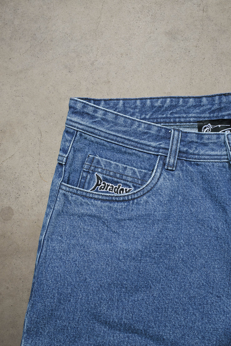 denim short men ; blue denim short ; embroidery pocket jean