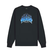 black crewneck hoodie ; printed crewneck ; designer sweatshirt