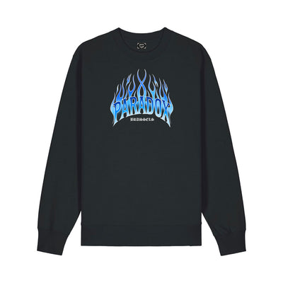 black crewneck hoodie ; printed crewneck ; designer sweatshirt