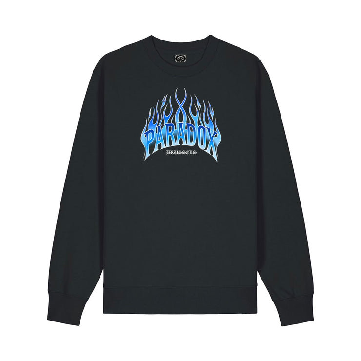 black crewneck hoodie ; printed crewneck ; designer sweatshirt