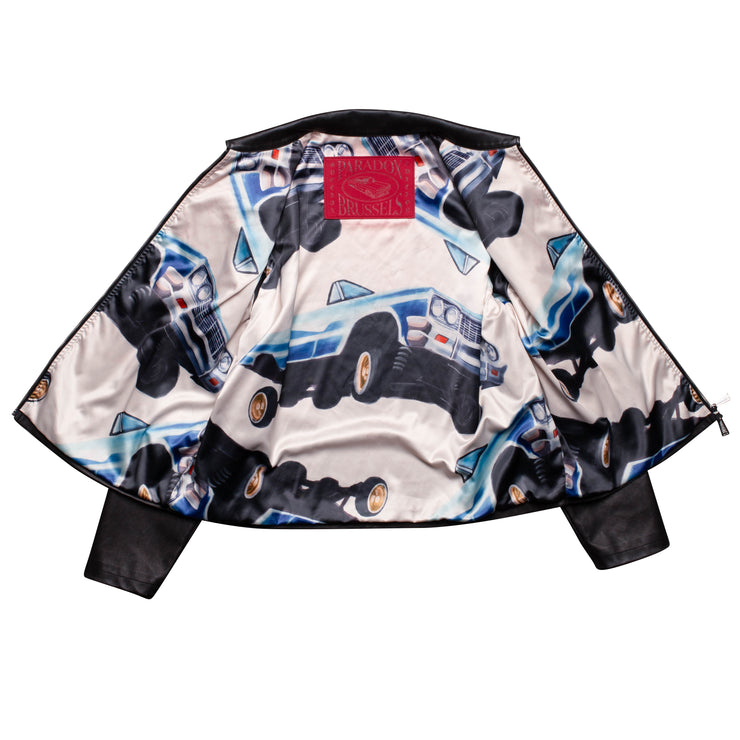 satin jacket ; lowrider cars 