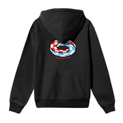 black hoodie ; black sweatshirt ; black printed sweatshirt