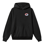 black hoodie ; black sweatshirt ; black printed sweatshirt