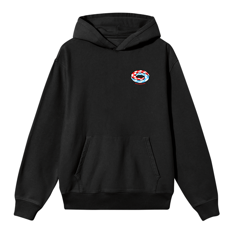 black hoodie ; black sweatshirt ; black printed sweatshirt