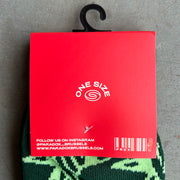 green socks ; cotton socks ; printed socks ; one size socks