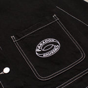 denim jacket men ; black denim jacket ; black jacket ; embroidery pocket ; white stitching