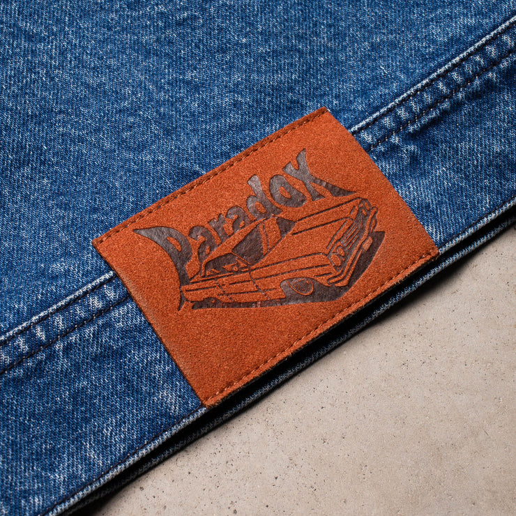 denim ; blue denim jacket ; suede patch