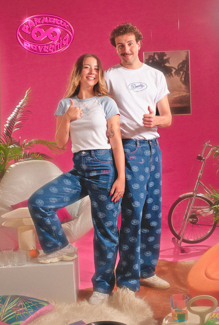 women’s jeans ; blue denim jeans ; designer jeans ; printed jeans ; relaxed fit jeans ; loose fit jeans