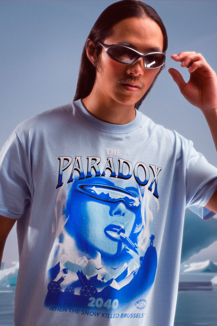 light blue tee shirt ; light blue tee shirt women ; light blue tee shirt men ; print tee shirt ; frozen landscape illustration ; women illustration tee shirt