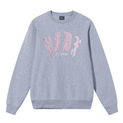 grey crewneck hoodie ; embroidered logo hoodie ; gothic typography hoodie ; graphic logo hoodie 